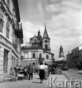 30.06.1954, Lublin, Polska
Ulica Krakowskie Przedmieście, w głębi kościół św. Ducha.
Fot. Irena Jarosińska, zbiory Ośrodka KARTA