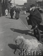 lata 50-te, Warszawa, Polska.
Mężczyzna siedzący na wozie stojącym przy ul. Floriańskiej. W głębi widać budynek kina Praha.
Fot. Irena Jarosińska, zbiory Ośrodka KARTA.