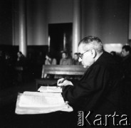 Lata 50. lub 60., Warszawa, Polska.
Rozprawa sądowa.
Fot. Irena Jarosińska, zbiory Ośrodka KARTA