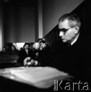 Lata 50. lub 60., Warszawa, Polska.
Rozprawa sądowa.
Fot. Irena Jarosińska, zbiory Ośrodka KARTA