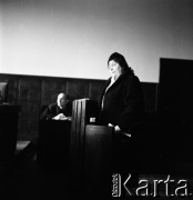 Lata 50. lub 60., Warszawa, Polska.
Rozprawa sądowa.
Fot. Irena Jarosińska, zbiory Ośrodka KARTA