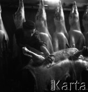 Lata 60., miejsce nieznane, Polska.
Masarnia.
Fot. Irena Jarosińska, zbiory Ośrodka KARTA