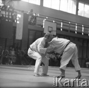 Brak daty, Warszawa, Polska.
Akademia Wychowania Fizycznego. Międzynarodowe Zawody w Judo.
Fot. Irena Jarosińska, zbiory Ośrodka KARTA