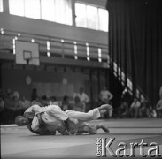 Brak daty, Warszawa, Polska.
Akademia Wychowania Fizycznego. Międzynarodowe Zawody w Judo.
Fot. Irena Jarosińska, zbiory Ośrodka KARTA