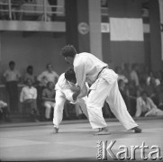 Brak daty, Warszawa, Polska.
Akademia Wychowania Fizycznego. Międzynarodowe Zawody w Judo.
Fot. Irena Jarosińska, zbiory Ośrodka KARTA