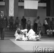Brak daty, Warszawa, Polska.
Akademia Wychowania Fizycznego. Międzynarodowe Zawody w Judo.
Fot. Irena Jarosińska, zbiory Ośrodka KARTA
