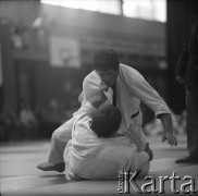 Brak daty, Warszawa, Polska.
Akademia Wychowania Fizycznego. Międzynarodowe Zawody w Judo.
Fot. Irena Jarosińska, zbiory Ośrodka KARTA