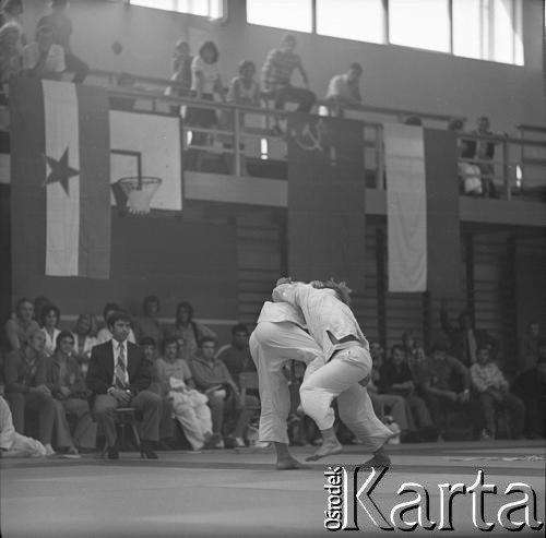 Brak daty, Warszawa, Polska.
Akademia Wychowania Fizycznego. Międzynarodowe Zawody w Judo.
Fot. Irena Jarosińska, zbiory Ośrodka KARTA