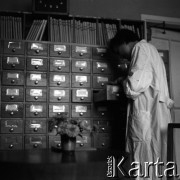 1959, Warszawa, Polska.
Archiwum Wytwórni Filmów Dokumentalnych (WFD) na ulicy Chełmskiej.
Fot. Irena Jarosińska, zbiory Fundacji Ośrodka KARTA