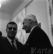 1967, Wrocław, Polska.
150-lecie Zakładu Narodowego im. Ossolińskich. Nz. z prawej dyrektor Franciszek Pajączkowski.
Fot. Irena Jarosińska, zbiory Ośrodka KARTA   
