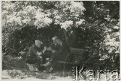 Lata 50., Warszawa, Polska.
Mężczyźni grający w karty.
Fot. Irena Jarosińska, zbiory Ośrodka KARTA