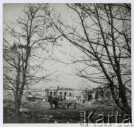 Lata 50., Warszawa, Polska.
Furmanka wśród ruin.
Fot. Irena Jarosińska, zbiory Ośrodka KARTA