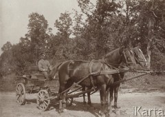 1921-1924, Włodzimierz Wołyński, Wołyń, Polska.
Zaprzęg starosty włodzimierskiego Wacława Malanowskiego, na koźle siedzi stangret z batem.
Fot. NN, zbiory Ośrodka KARTA, kolekcję starosty włodzimierskiego - Wacława Malanowskiego, przekazała Krystyna Ścisłowska.

