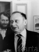 8-12.12.1980, Sztokholm, Szwecja.
Stefan Kisielewski i Mirosław Chojecki w dniu, kiedy Czesław Miłosz odbierał literacką Nagrodę Nobla.
Fot. Tomasz Abramowicz, zbiory Ośrodka KARTA