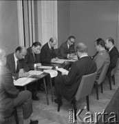 Czerwiec 1969, Zielona Góra, Polska.
Obrady jury w czasie V Festiwalu Piosenki Radzieckiej. 1. z prawej Oskar Felcman - kompozytor radziecki, 3. z prawej (tyłem) Andrzej 