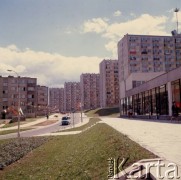 Lata 70., Zielona Góra, Polska.
Osiedle mieszkaniowe. Zdjęcie wykonane podczas jednego z Festiwali Piosenki Radzieckiej. 
Fot. Romuald Broniarek, zbiory Ośrodka KARTA