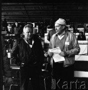 Czerwiec 1984, Zielona Góra, Polska.
XX Festiwal Piosenki Radzieckiej. Próby przed koncertem. Od lewej: kompozytor Jerzy Milian, organizator Ryszard Zawadzki.
Fot. Romuald Broniarek, zbiory Ośrodka KARTA