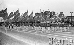 22.07.1959, Warszawa, Polska.
Uroczyste obchody piętnastolecia PRL z udziałem Nikity Chruszczowa, I sekretarza KC KPZR. Zawodnicy z Federacji Sportowej 