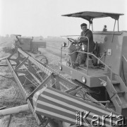 3.08.1976, Płochocin k/Warszawy, Polska.
Żniwa w Państwowym Gospodarstwie Rolnym, kombajny w polu.
Fot. Romuald Broniarek/KARTA