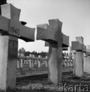 Wrzesień 1960, Palmiry, Polska.
Cmentarz-mauzoleum - kamienne krzyże na grobach Polaków zamordowanych przez hitlerowców w czasie II wojny światowej.
Fot. Romuald Broniarek/KARTA