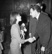 Styczeń 1962, Warszawa, Polska.
Radziecka ktorka Nina Drobyszewa na spotkaniu z publicznością po premierze filmu 