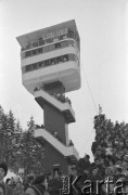 18-27.02.1962, Zakopane, Polska. 
Konkurs skoków podczas Mistrzostw Świata w Narciarstwie Klasycznym, wieża sędziowska skoczni narciarskiej Wielka Krokiew.
Fot. Romuald Broniarek/KARTA