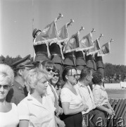 Czerwiec 1964, Zalesie Górne k/Warszawy, Polska.
Uczestnicy Centralnego Zlotu Młodzieży - grupa trębaczy. 
Fot. Romuald Broniarek/KARTA