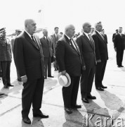 Lipiec 1964, Warszawa, Polska.
Uroczyste obchody dwudziestolecia PRL, stoją od lewej: Józef Cyrankiewicz, Nikita Chruszczow, Władysław Gomułka i Edward Ochab.
Fot. Romuald Broniarek/KARTA