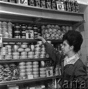 Listopad 1967, Warszawa
Delikatesy róg Wilczej i Marszałkowskiej, stoisko sklepowe 