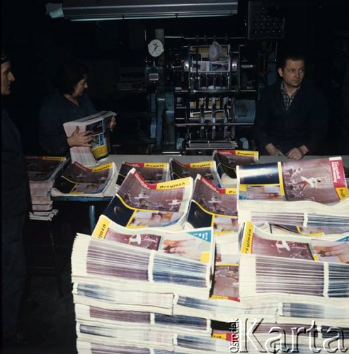 1968, Warszawa, Polska.
Drukarnia, druk jubileuszowego - 1000 numeru tygodnika 