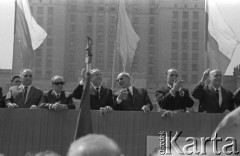 1.05.1969, Warszawa, Polska. 
Obchody święta 1 Maja, na trybunie stoją od prawej: Józef Cyrankiewicz, Józef Kępa, Władysław Gomułka i Marian Spychalski.
Fot. Romuald Broniarek/KARTA