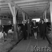 1971, Leszno, Polska.
Aleksiej Szitikow (pierwszy z prawej) - przewodniczący Centralnego Zarządu Towarzystwa Przyjaźni Polsko-Radzieckiej - na terenie PGR-u.
Fot. Romuald Broniarek, zbiory Ośrodka KARTA