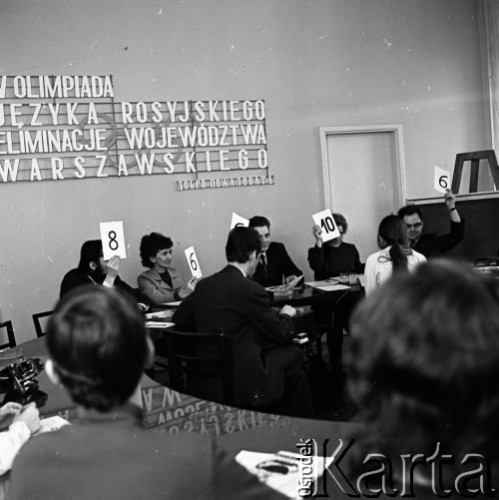1973, Warszawa, Polska.
Olimpiada języka rosyjskiego. Eliminacje województwa warszawskiego.
Fot. Romuald Broniarek, zbiory Ośrodka KARTA