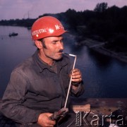 1974, Warszawa, Polska.
Budowa Trasy Łazienkowskiej przez Zjednoczenie Konstrukcji Stalowych i Urządzeń Przemysłowych 