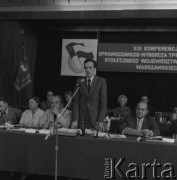 1978, Warszawa, Polska.
XIII Konferencja Sprawozdawczo-Wyborcza TPPR Stołecznego Województwa Warszawskiego. Jan Szydlak - Prezes Zarządu Głównego Towarzystwa Przyjaźni Polsko-Radzieckiej (pierwszy z prawej).
Fot. Romuald Broniarek, zbiory Ośrodka KARTA