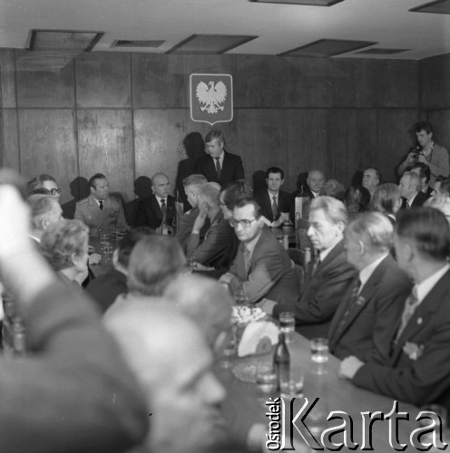 1981, Warszawa, Polska.
Delegacja z Moskwy w Domu Przyjaźni Towarzystwa Przyjaźni Polsko-Radzieckiej przy ulicy Marszałkowskiej 115.
Fot. Romuald Broniarek, zbiory Ośrodka KARTA

