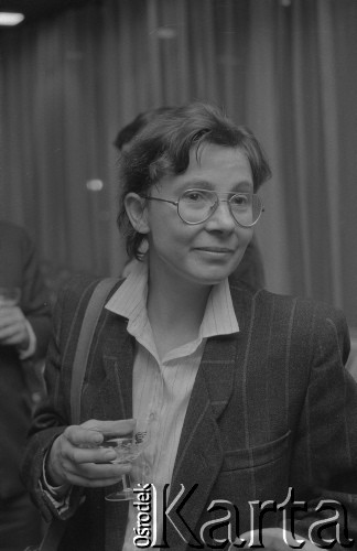 1983, Warszawa, Polska.
Wręczenie nagród teatralnych tygodnika „Przyjaźń” w Domu Przyjaźni Towarzystwa Przyjaźni Polsko-Radzieckiej przy ulicy Marszałkowskiej 115.
Fot. Romuald Broniarek, zbiory Ośrodka KARTA