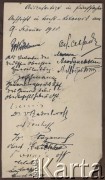 1918, Brześć, Polska.
Autografy podpisów traktatu pokojowego, zawartego w Brześciu 8 lutego 1918 między Niemcami a Ukrainą.
Fot. NN, zbiory Ośrodka KARTA, kolekcję Dominika Piotrowskiego udostępnił Jan Rutkiewicz Na niektórych fotografiach pieczątka 