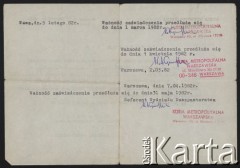 20.01.1982, Warszawa, Polska.
Prymasowski Komitet Pomocy Osobom Pozbawionym Wolności i Ich Rodzinom (Komitet na Piwnej) - zaświadczenie wystawione przez Kurię Metropolitalną Warszawską Janinie Okęckiej (rewers).
Fot. zbiory Ośrodka KARTA (udostępniła Janina Okęcka z Warszawy)
 
