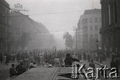 23.10 - 4.11.1956, Budapeszt, Węgry.
Rewolucja węgierska - ulice Budapesztu podczas zamieszek.
Fot. Marian Dudziński, zbiory Ośrodka KARTA