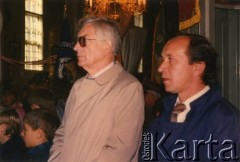 16.09.1991, Werbkowice k. Hrubieszowa, Polska.
Zdzisław Najder (po lewej) na uroczystości odsłonięcia pomnika upamiętniającego bitwę w 1920 r. 
Fot. NN, kolekcja Zdzisława Najdera, zbiory Ośrodka KARTA.
