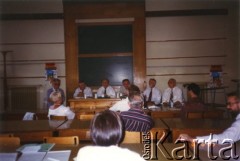 6.08.1995, Warszawa, Polska.
Panel polsko-ukraiński w ramach Światowego Kongresu Badaczy Europy Środkowo-Wschodniej (International Council for Central and East European Studies - ICCEES). Pierwszy z lewej Zdzisław Najder.
Fot. NN, kolekcja Zdzisława Najdera, zbiory Ośrodka KARTA.