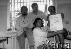 1982, Białołęka k/Warszawy, Polska.
Internowani działacze NSZZ 