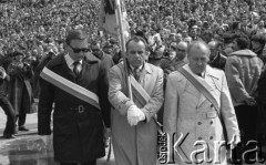 3.05.1981, Szczecin, Polska.
Uroczystość poświęcenia sztandaru Niezależnego Samorządnego Związku Zawodowego Solidarność Pomorza Zachodniego. Na zdjęciu poczet sztandarowy.
Fot. NN, zbiory Ośrodka KARTA/Independent Polish Agency (IPA), przekazał Józef Lebenbaum

