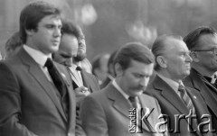 31.05.1981, Warszawa, Polska.
Pogrzeb Kardynała Stefana Wyszyńskiego - delegacja NSZZ 