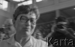 8.03.1981, Warszawa, Polska.
Anna Walentynowicz podczas obchodów rocznicy Marca'68 na Uniwersytecie Warszawskim. Sesja naukowa w auli Audytorium Maximum Uniwersytetu Warszawskiego.
Fot. Andrzej Friszke, zbiory Ośrodka KARTA/Independent Polish Agency (IPA) przekazał Józef Lebenbaum