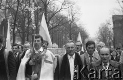 8.03.1981, Poznań, Polska.
Pochód do gmachu Opery Poznańskiej na zjazd zjednoczeniowy NSZZ 