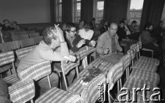 1981, Warszawa, Polska.
Spotkanie z dziennikarzami w siedzibie NSZZ 