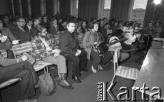 1981, Warszawa, Polska.
Spotkanie z dziennikarzami w siedzibie NSZZ 