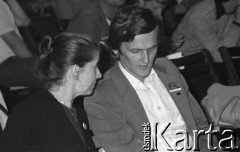 Czerwiec 1981, Warszawa, Polska. 
I Walne Zebranie Delegatów NSZZ „Solidarność” Regionu Mazowsze w gmachu Politechniki Warszawskiej, na zdjęciu Krystyna Zachwatowicz-Wajda i Janusz Ściskalski.
Fot. NN, zbiory Ośrodka KARTA/Independent Polish Agency (IPA) przekazał Józef Lebenbaum